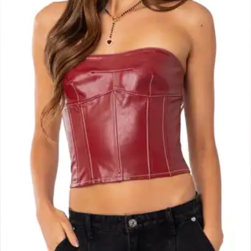 Edikted Sam Faux Leather Corset Bustier
